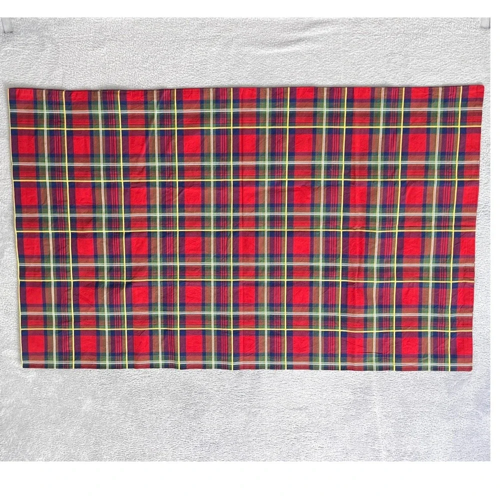 Pottery Barn Tartan Plaid Standard Pillow‎ Shams Set of 2 Red Cotton Holiday
